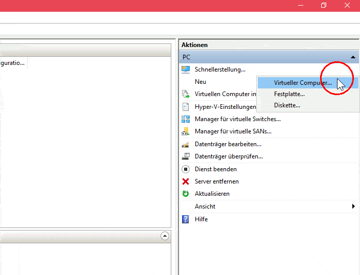 Windows Hyper-V neuen virtuellen Computer (VM) anlegen