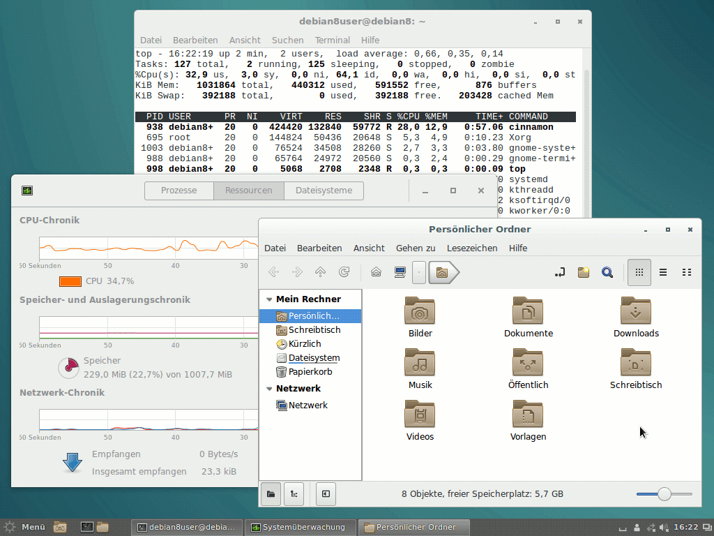 Cinnamon Screenshot unter Debian 8.