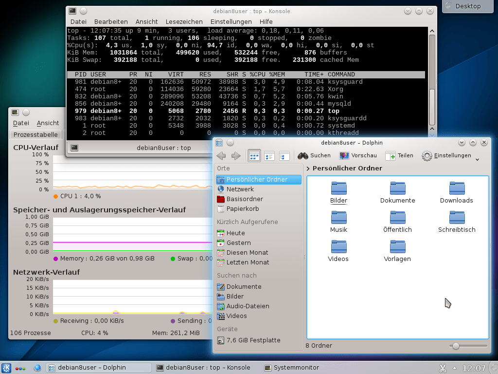 KDE Plasma 4 Screenshot unter Debian 8.