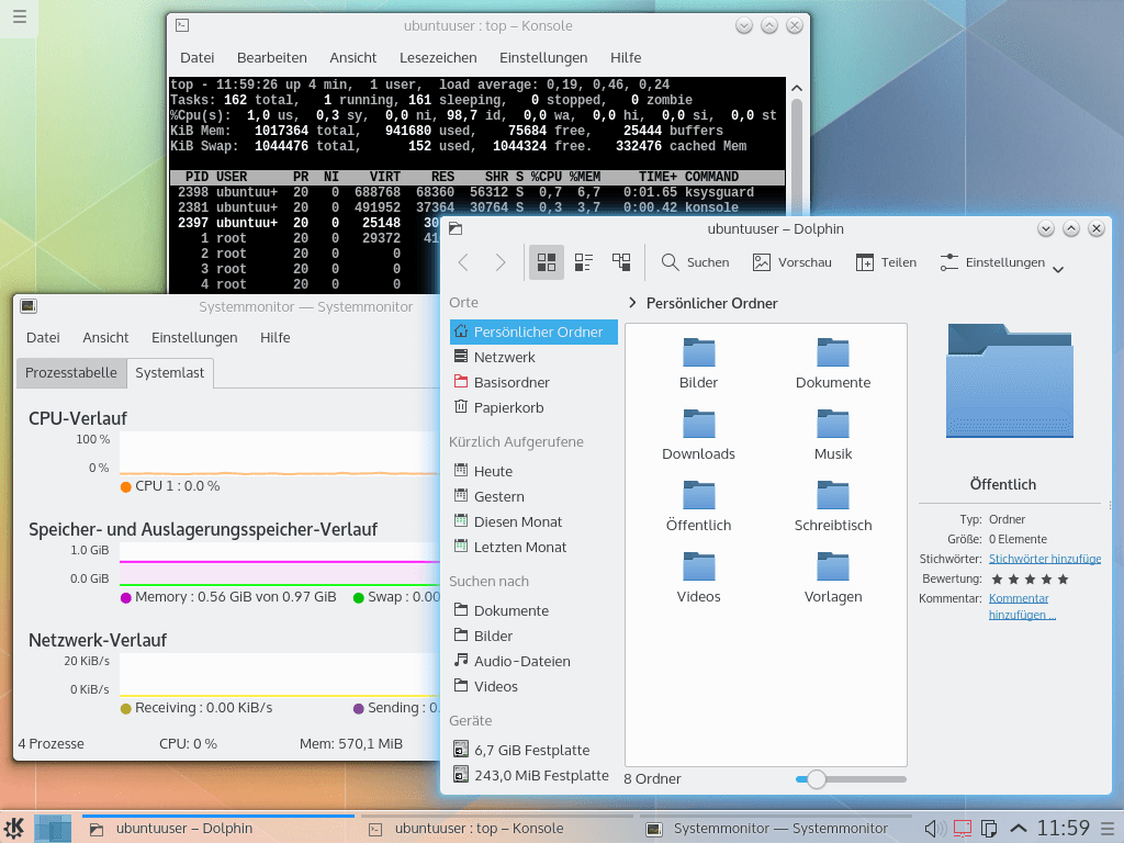 KDE Plasma 5 Screenshot unter Ubuntu 15.04.