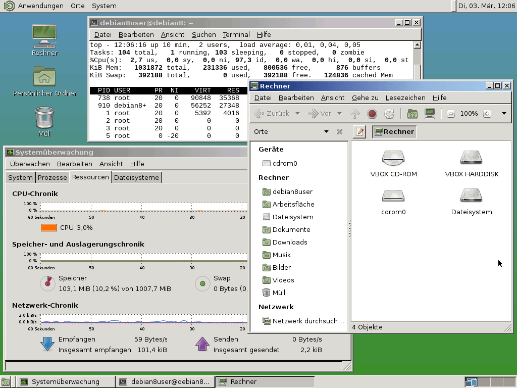MATE Desktop Umgebung (core) Debian 8 Screenshot