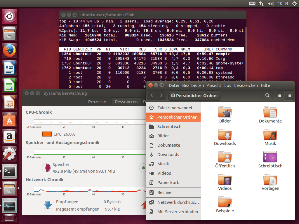 Unity Screenshot unter Ubuntu 15.04.